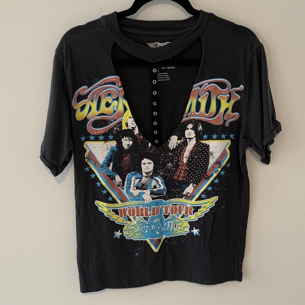 Official Aerosmith world tour small Tshirt distressed redone. Very rare